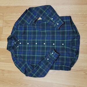 Ralph Lauren Navy snd Green plaid long sleeve Poppin shirt Large (14-16)
